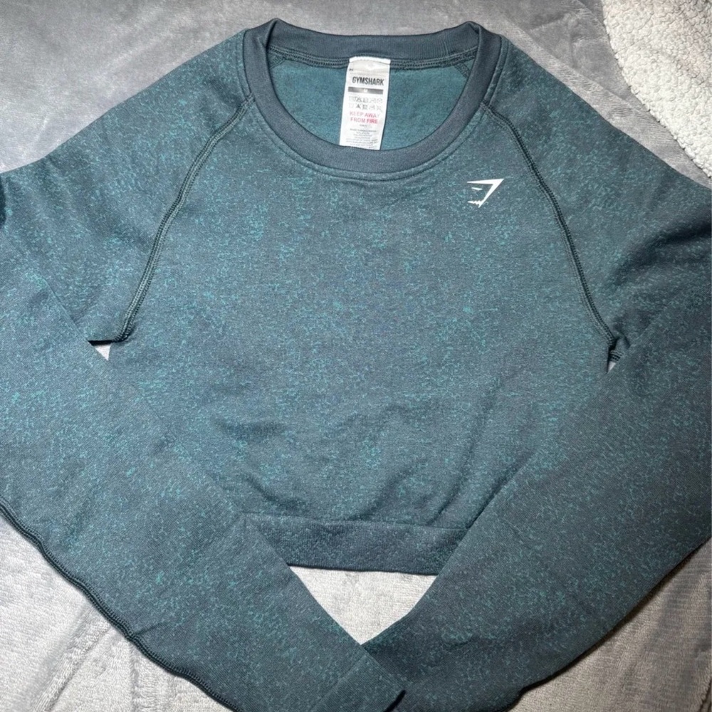 Gymshark Dark Teal Adapt Fleck Seamless Long Sleeve Crop To